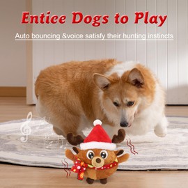 UoQo Interactive Dog Toys, Elk Self Rolling Dog Ball Jumping Dog Toy for Dogs Include Self Moving Balls for Small and Medium Dogs to Chase Active Moving Pet Plush Toy