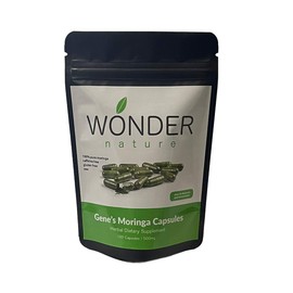 Gene's Moringa Fine Green Powder 100 Veg. Capsules, High Potency, Energy Focus and Alert, Increase Immune Systym