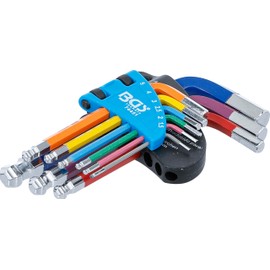 BGS 74451 Allen Key Set Multicolour Short Hexagon Socket with Ball Head 1.5 - 10 mm 9-Piece