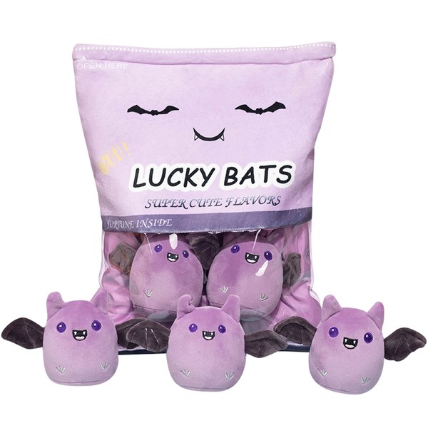 Nenalayo Plushies Doll a Bag of Lucky Bat Plush Toy Stuffed Soft Snack Pillow Plush Toy for Birthday Gift, Stuffed Toy Game Pillow Cushion Gift for Kids (Purple 5 Balls)