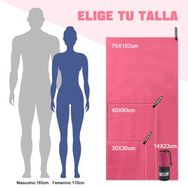 Toalla Deportiva, EASYTAO Toalla Microfibra 3PCS, Toalla Gym Suave y Ligero para Natacion, Deporte, Baño, Viajes, Yoga, Etc, con Una Bolsa, 3 Tallas (76 * 152cm+40 * 80cm+30 * 30cm, Rosa Roja)