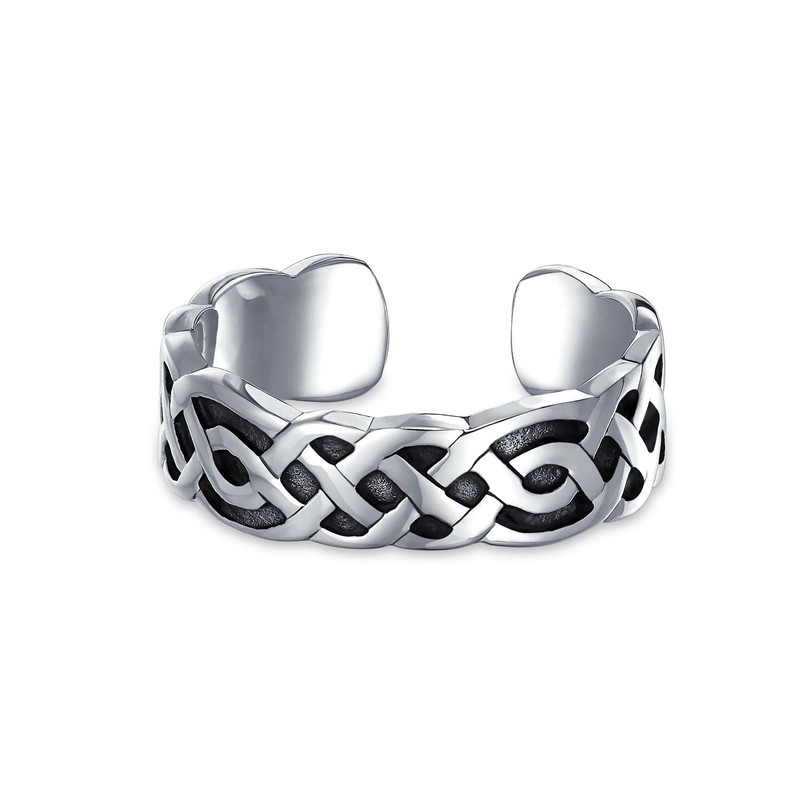 Celtic Trinity Knot Work Midi Toe Ring Wide Band Oxidized