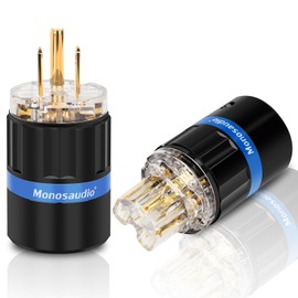 Monosaudio HiFi Power Plug Pure Copper 15A/125V 10A/250V IEC C13/C15 Power Connector Hi-end Audio Power Plug for DIY Audiophile Power Cord HiFi Audio AC Power Cable(Gold Plated)（M105G/F105G）