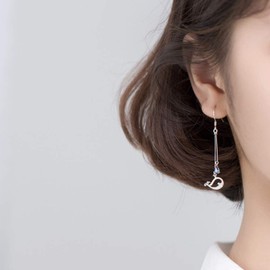 Whale Dangle Earrings S925 Sterling Silver Blue Crystal Water Drop Charm CZ Cute Fish Dangle Threader Earring Fashion Jewelry for Women Girls BFF, White Gold