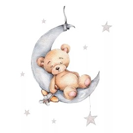 Mebix TRD Sticker Vinil Decorativo Pared Oso Luna Estrella Bebé Niños Color Color