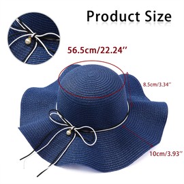 Manfnee Beach Hat for Women Large Straw Wide Birm Summer Hats Sun Protection Floppy Foldable Roll Up Cap, B2:Navy