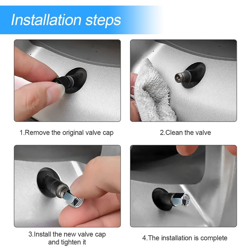 Tire Valve Stem Cap for Car, 4 Pack American Flag