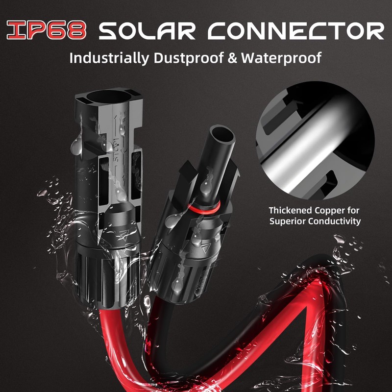 10AWG 20FT XT60 Solar Charging Cable, GIBBAB Solar Panel Connector