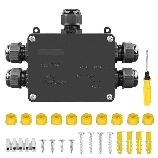 Diymoll Abzweigdose Wasserdicht IP68, 5 Wege Verteilerdose Au?en, Outdoor Aufputz