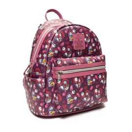 Loungefly The Nightmare Before Christmas Jack and Sally Hearts Mini Backpack