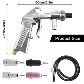 Sandblasting Gun Compressed Air, Sandblasting Cabin, Sand Blasting Gun Kit, Sand Blaster, with Rubber Hose (1 M), Metal Nozzle and Ceramic Nozzles, an Air Connection Nipple, for Sandblasting