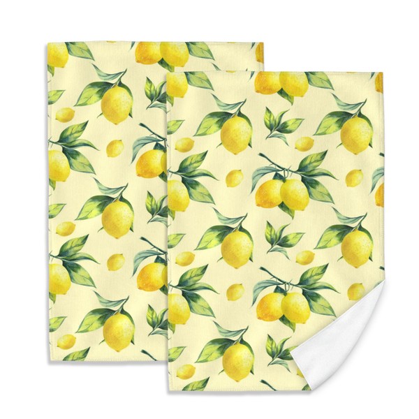 Lemon Yellow Hand Towels Set of 2 Soft Guest Bath
