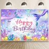 Chilfamy Mermaid Birthday Decorations, Mermaid Theme Happy Birthday Banner Backdrop,