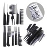 10 Piezas Peines Para Barbero Estilista Profesional Negro