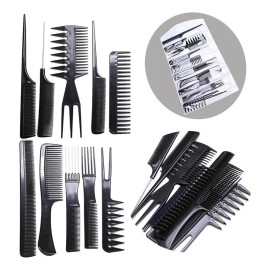 10 Piezas Peines Para Barbero Estilista Profesional Negro