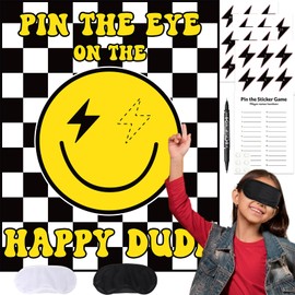 JarThenaAMCS One Happy Dude Party Game Decoration Pin The Eye on The Smile Face Party Favors Supplies for Birthday Baby Shower