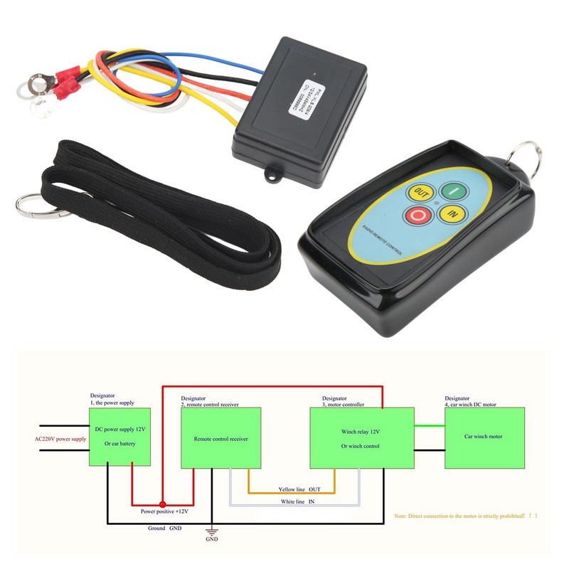 Wireless Winch Remote Control Kit 12V 24V 75ft Long Range