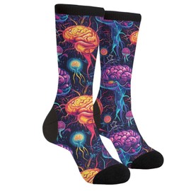Tuaakeo Human Brain Neurology Brains Cells Funny Novelty Socks Casual Athletic Crazy Crew Socks For Women Men