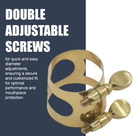 Soundspire Alto Sax Ligature Gold-Plated Brass Mouthpiece Lock with Dual Adjustable Screws, Compatible Saxophone Fastener (1-Pack)