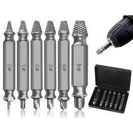 KAPSING 6 Piece Screw Extractor Set, Extractor Set for Damaged Screw, Damaged Screw Remover Extractor Set