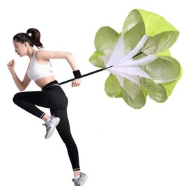 CHUANGOU 58 inch speed training parachute, cute resistance parachute chute, with adjustable belt, for children, teenagers and adults. (green)