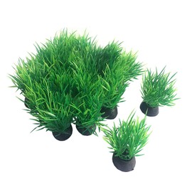 Smoothedo-Pets Aquarium Plant Fish Tank Decoration 20 Pieces Small/1" Tall Plastic Artificial Plant Goldfish Hidden Mini Grass Set (Green-C)