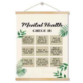 Mental Health Check In Poster, Self Affirmation Poster, Wood Poster Hanger, Daily Check Poster, CBT Poster, School Psychologist Office Decor, Therapy Office Decor, Wood Canvas Poster Hanging Decor