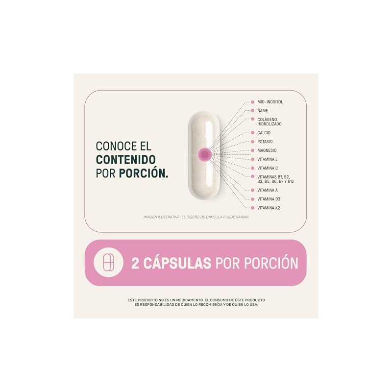 Life 360 Multivitamínico Colágeno Inositol Calcio Vitamina B12 220 Cápsulas