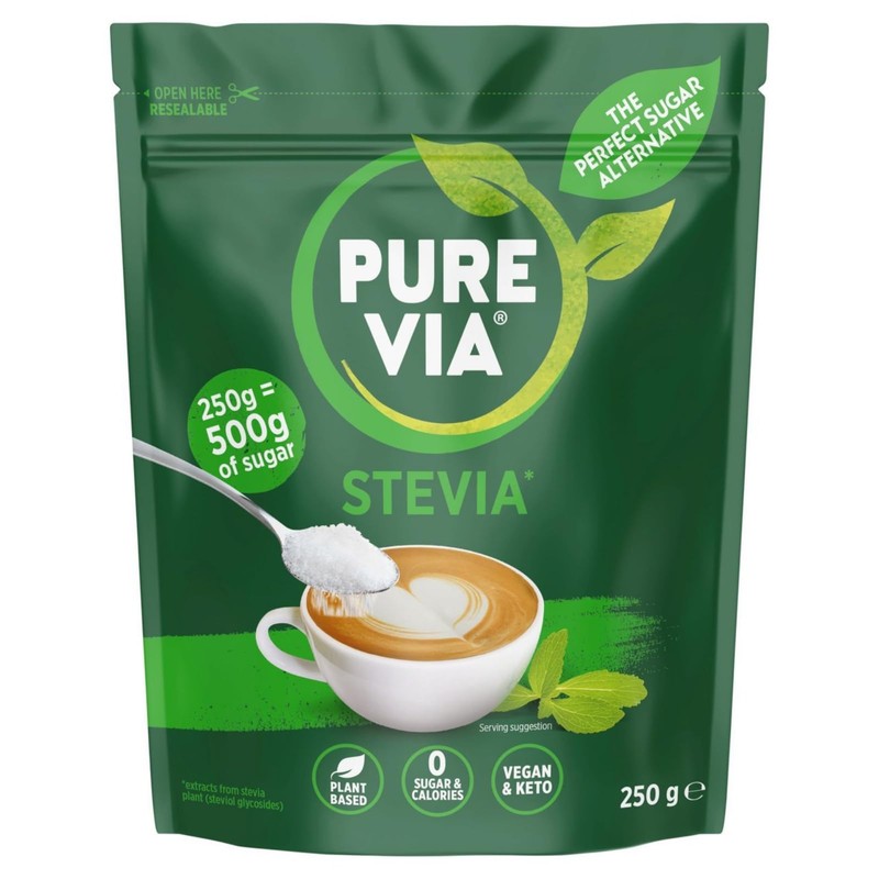 Pure Via Stevia Leaf Zero Calories Sweetener 250g - Natural,