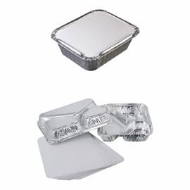 TENLITE Pack of 50Pcs x 450ml with 50Pcs x 3 Compartments Containers with Lid Takeaway Foil Food Containers for Cooking, Food Storage BBQ, Baking, Restaurants Catering Trays.