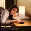 White Touch Table Lamp with USB - 3 Way Dimmable