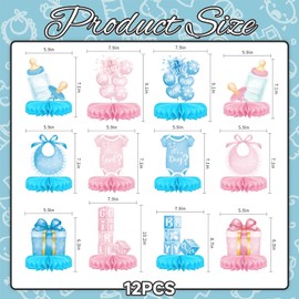 Bubaxuce Gender Reveal Decoration Set - Includes Baby Reveal Table Adornments with Honeycomb Center for Boy or Girl Baby Shower Celebration
