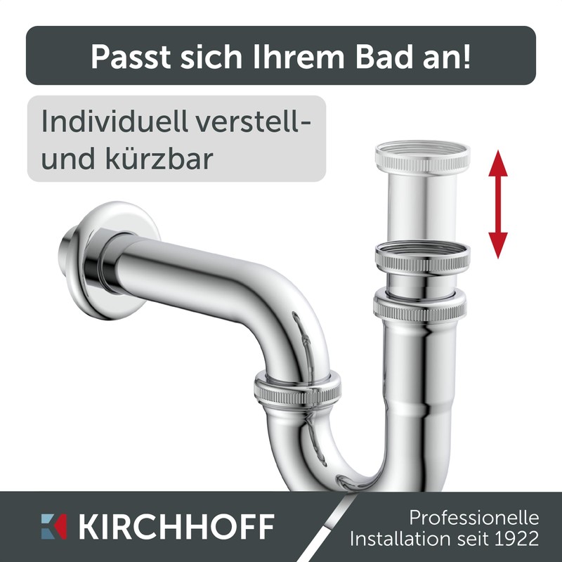 Kirchhoff 98848118 Immersion Pipe for Siphon 25 cm Chrome, Pipe