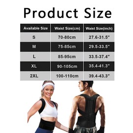 TOEECY Haltungskorrektur für Frauen und Männer Rückenstütze Atmungsaktive Verstellbare mit Stützplatte Ideal für Erwachsene Büro Alltag(Schwarz 2XL)