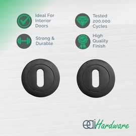 EAI Round Keyhole Cover Escutcheon Set - Pack of 2, Matt Black | Keyhole Escutcheon | Universal Black Door Key Cap Covers | Office, Bedroom, Closet & Bathroom Door Lock