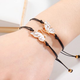 Friendship Bracelets for Women String Butterfly Friendship Bracelet Best Friend Bracelets for 2/3/4/5 Matching Heart Bracelets for Best Friends Bff Bracelets for Best Friend Birthday Gifts