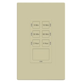 TG 4-Hour Countdown Timer Switch, 5-10-30-60 Min, 2-4 Hour, for Bathroom Fans, Heaters, Lights, LED Indicator, 120VAC 800W, No Neutral Wire Required, UL Listed, Screwless Wall Plate, Ivory