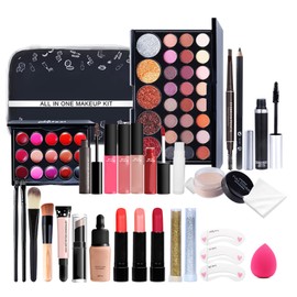 27Pcs Professional Makeup Set Portable Travel Makeup Storage Box Gifts for Beginner Girls (A)