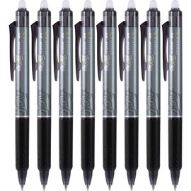 PILOT FriXion Clicker Erasable, Refillable & Retractable Gel Ink Pens, Extra Fine Point, Black Ink, 8 Count (17225)
