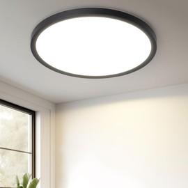 ZMH Ceiling Light LED Ceiling Light Bathroom - Diameter 18 cm Bathroom Lamp Flat 15 W Rhombus Plate Kitchen Lamp Black Hallway Lamp 4000 K Kitchen Ceiling Lighting Round Bathroom Lamp for Hallway