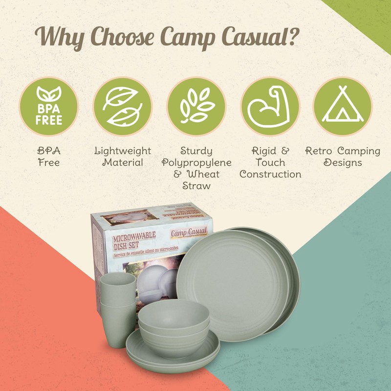 Camp Casual 8-Piece Outdoor Dinnerware Set - Mountain Sage