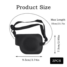 3PCS Adjustable Left Eyepatch Soft Black 3D Eye Patches Comfortable Medical Eyepatchs for Lazy Eye Amblyopia Strabismus Men and Women (Left Eye)