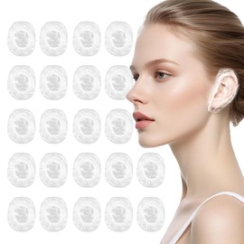 100 Pack Ear Covers for Shower, Ear Caps for Shower, Clear Disposable Ear Protectors for Hair Dye, Shower, Bathing, Salon, Spa, Home, Hotel