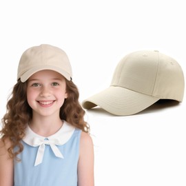 ATSNOSH Baseball Cap für Kinder, Beige Baumwolle Baseballkappe für Jungen Mädchen, Sonnenmütze, Schirmmütze, Sport Mütze, Verstellbar, UV-Schutz