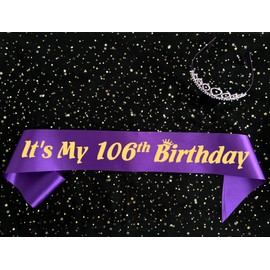 106th Birthday Party Supplies Women Happy 106th Birthday Sash and Birthday Tiara Birthday Decorations Favors Gift