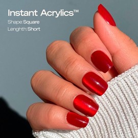 LUXXI Instant Acrylic Press-On Nails - Ultra Durable, 32 Nails in 16 Sizes, Includes Viral Nail Glue, Perfect Fit, 3+ Weeks Lasting - Flawless, Kit:_Scarlet