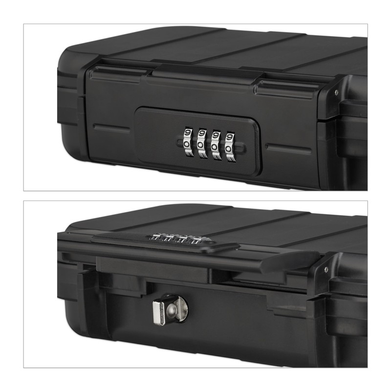 Relaxdays Safety Box with Combination Lock, Portable, Security Cable, Car