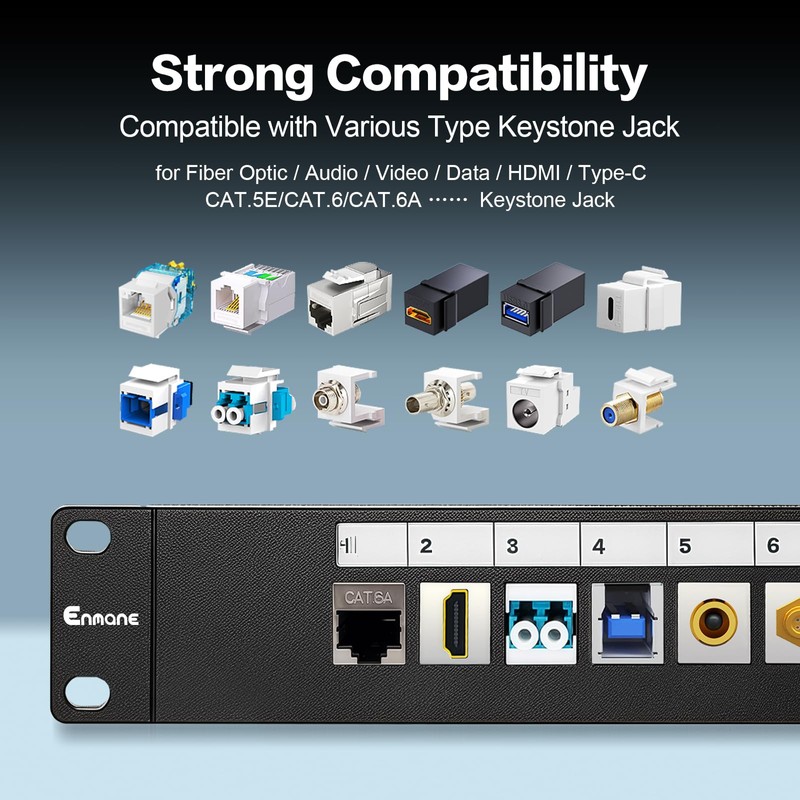 Enmane 8 Port Blank Keystone Patch Panel Wall Mount 10inch
