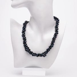 Treasure Bay Beautiful Women's Freshwater Pearl Necklace Three Layers, Chunky Choker All in One. (Black)