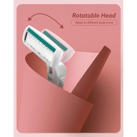 MOHERN Maquinillas de Afeitar para Mujeres con Piel Sensible, 6 Hojas, Incluye Maquinilla de Viaje con 12 Hojas de Recambio, Color Rosa